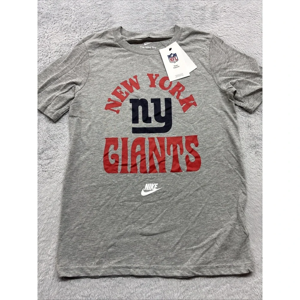 Nike New York Giants Kids T-Shirt Grey Short Sleeve NFL‎ Tee Size M 10/12 NEW